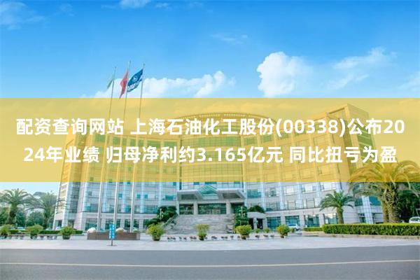 配资查询网站 上海石油化工股份(00338)公布2024年业绩 归母净利约3.165亿元 同比扭亏为盈