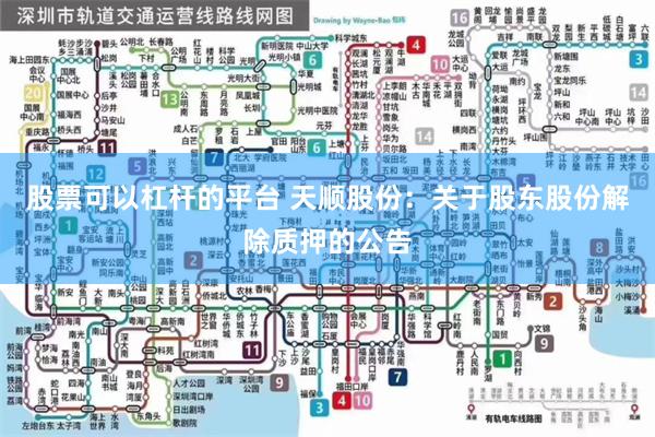 股票可以杠杆的平台 天顺股份：关于股东股份解除质押的公告